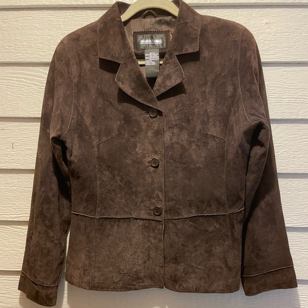 Brandon Thomas Size Medium Brown Suede Top
